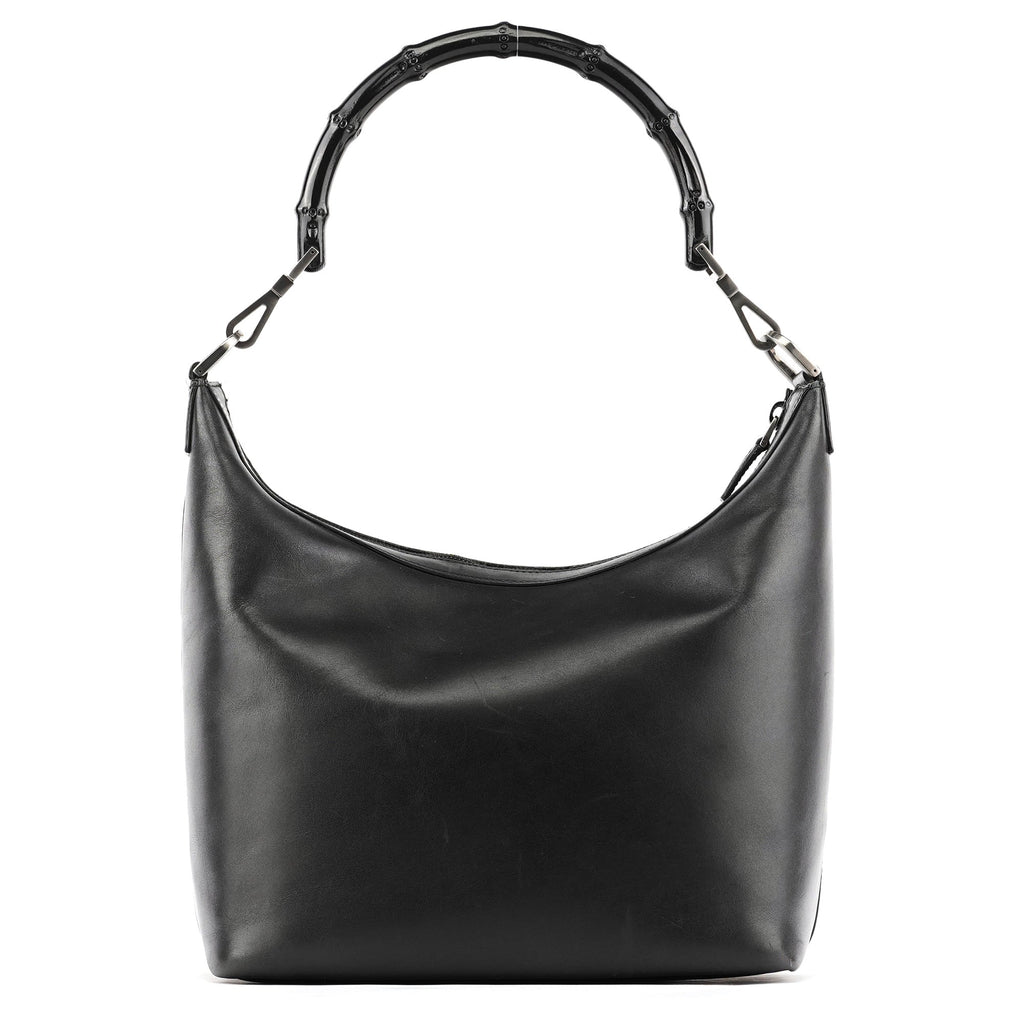 000 0531 Black Calfskin Bamboo Shoulder Bag