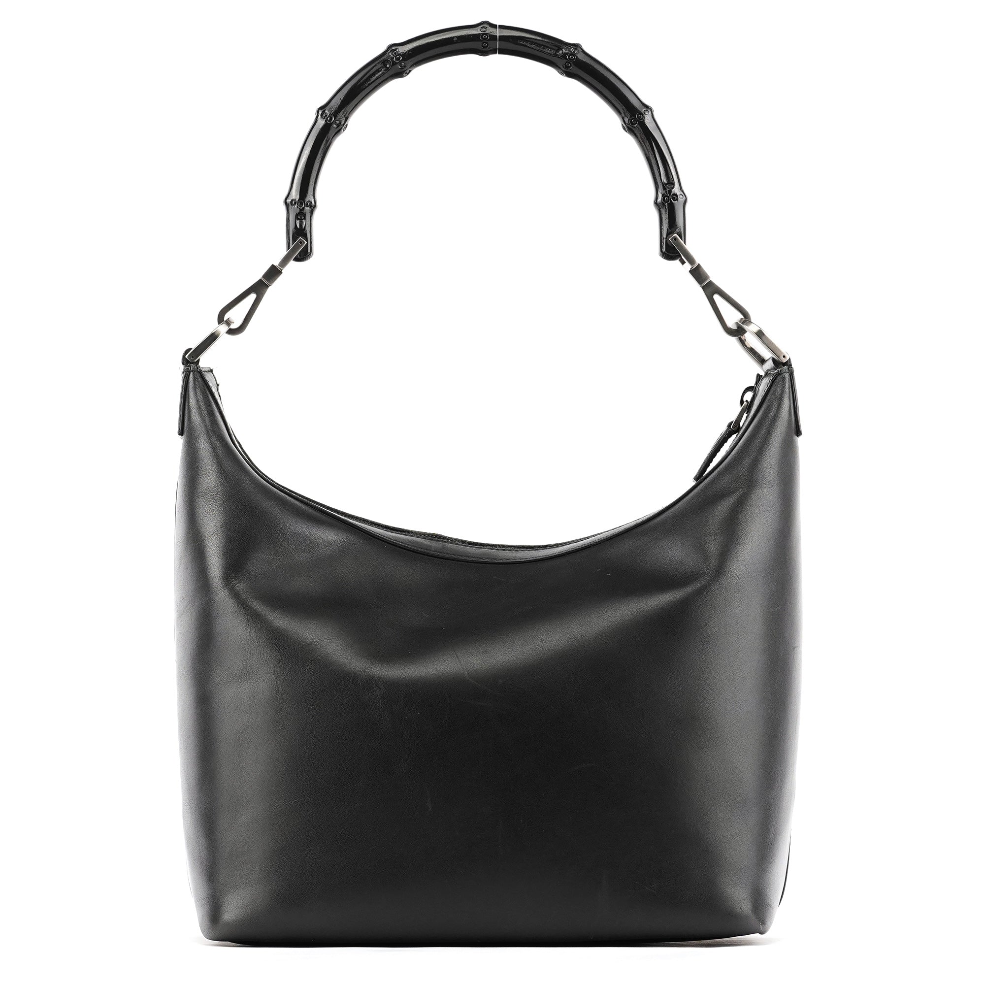 000 0531 Black Calfskin Bamboo Shoulder Bag