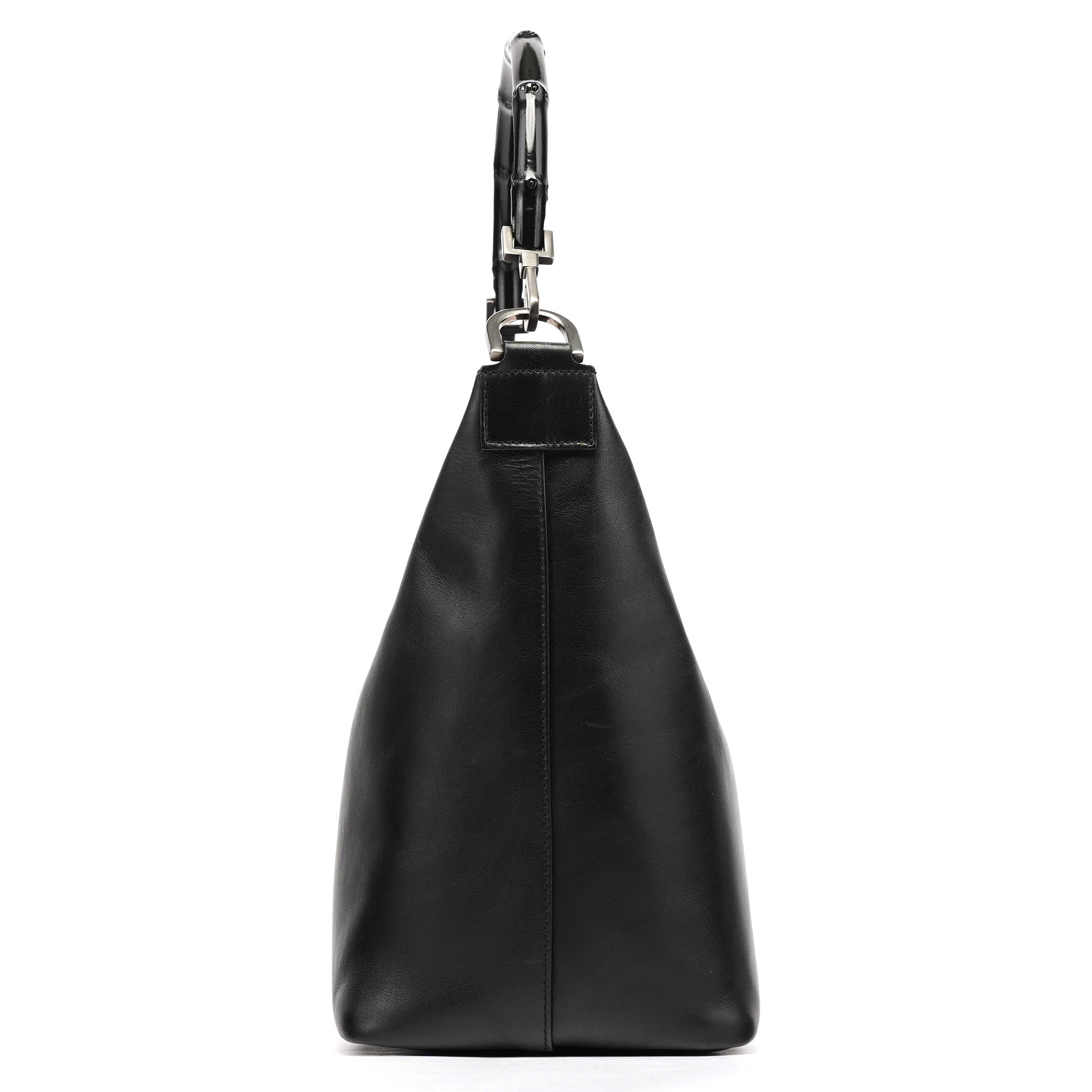 000 0531 Black Calfskin Bamboo Shoulder Bag