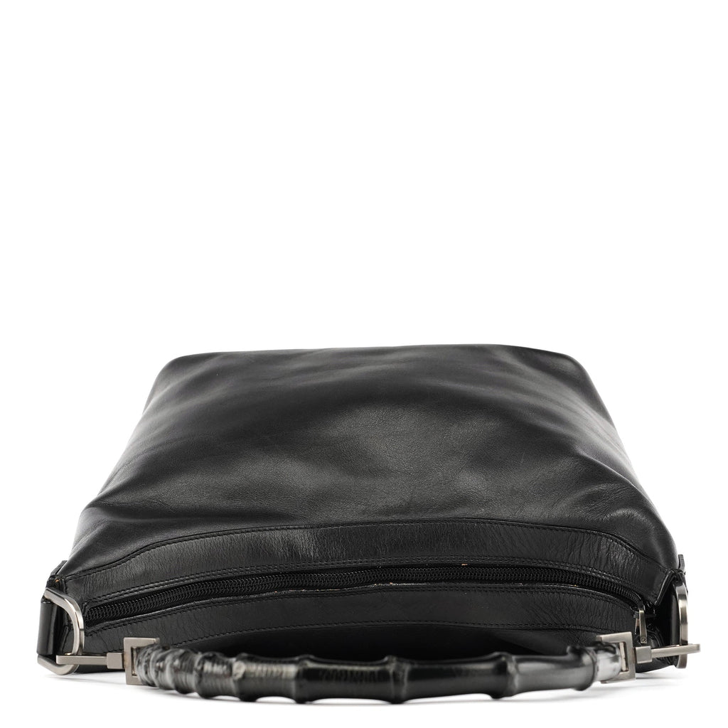 000 0531 Black Calfskin Bamboo Shoulder Bag