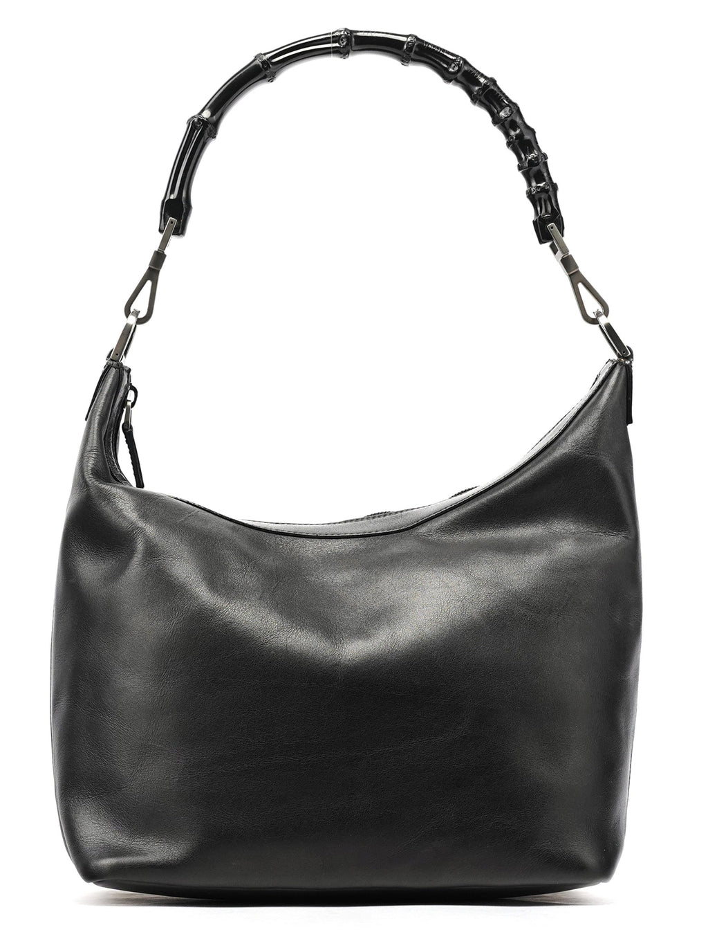 000 0531 Black Calfskin Bamboo Shoulder Bag