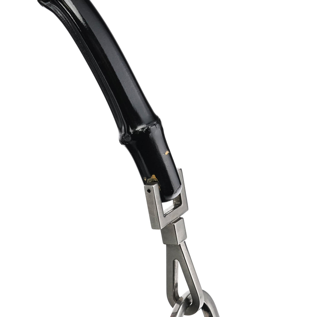 000 0531 Black Leather Bamboo Shoulder Bag