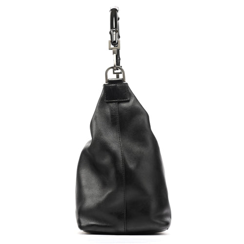 000 0531 Black Leather Bamboo Shoulder Bag