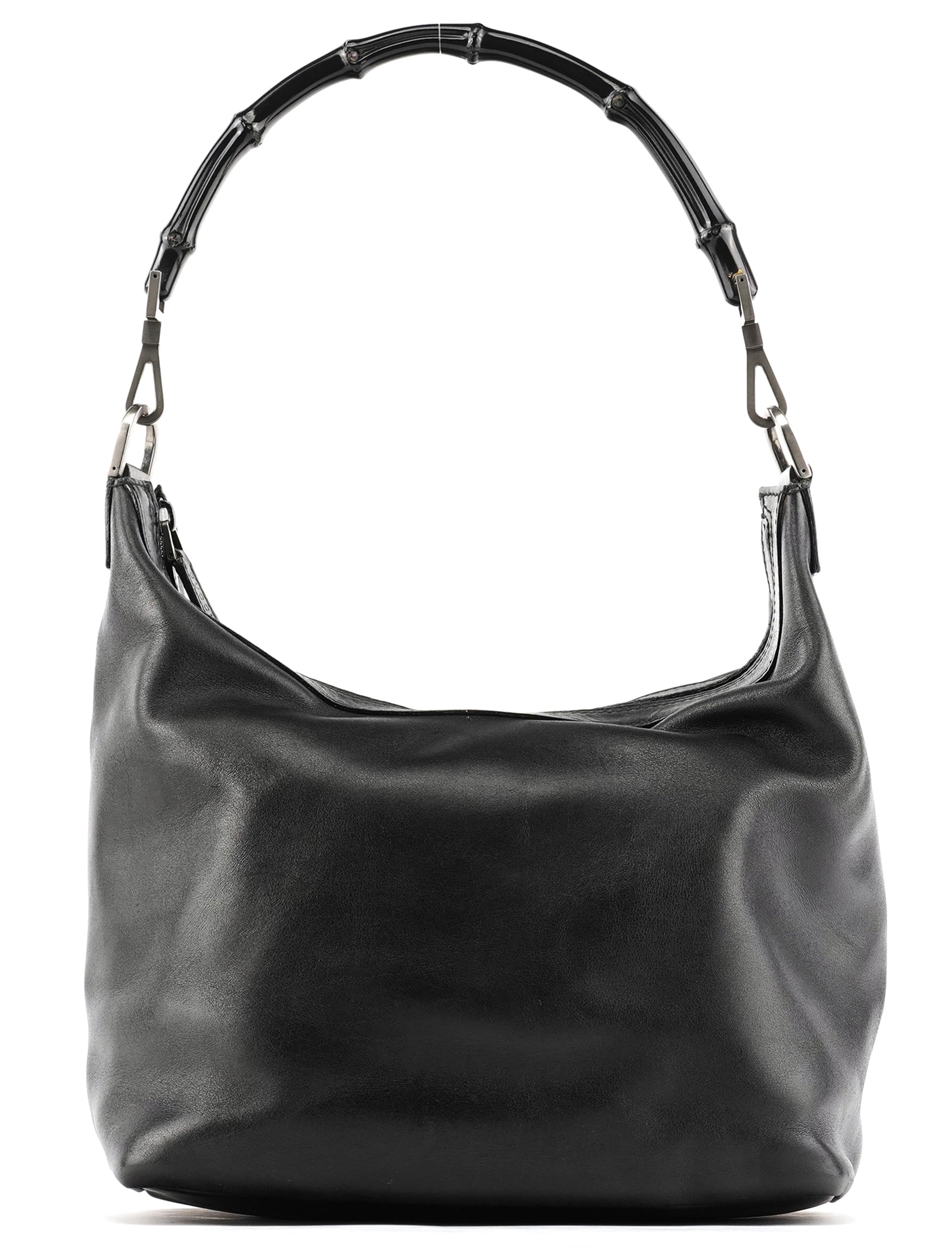 000 0531 Black Leather Bamboo Shoulder Bag