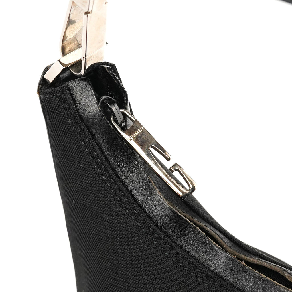 000 0601 Black Nylon Leather Hobo Bag