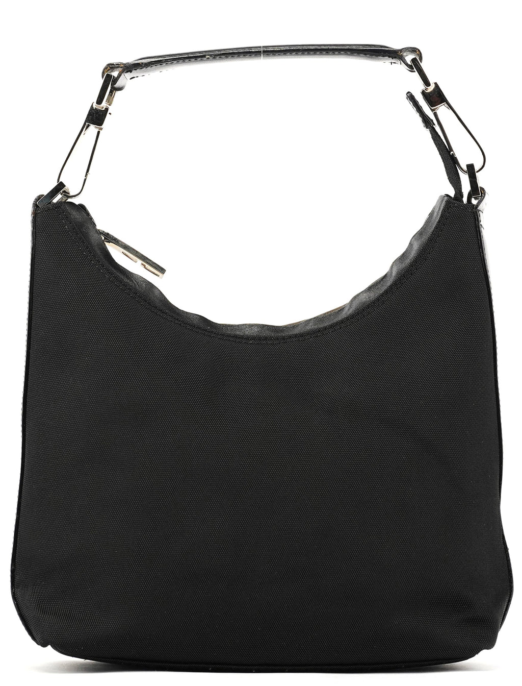 000 0601 Black Nylon Leather Hobo Bag