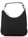 000 0601 Black Nylon Leather Hobo Bag