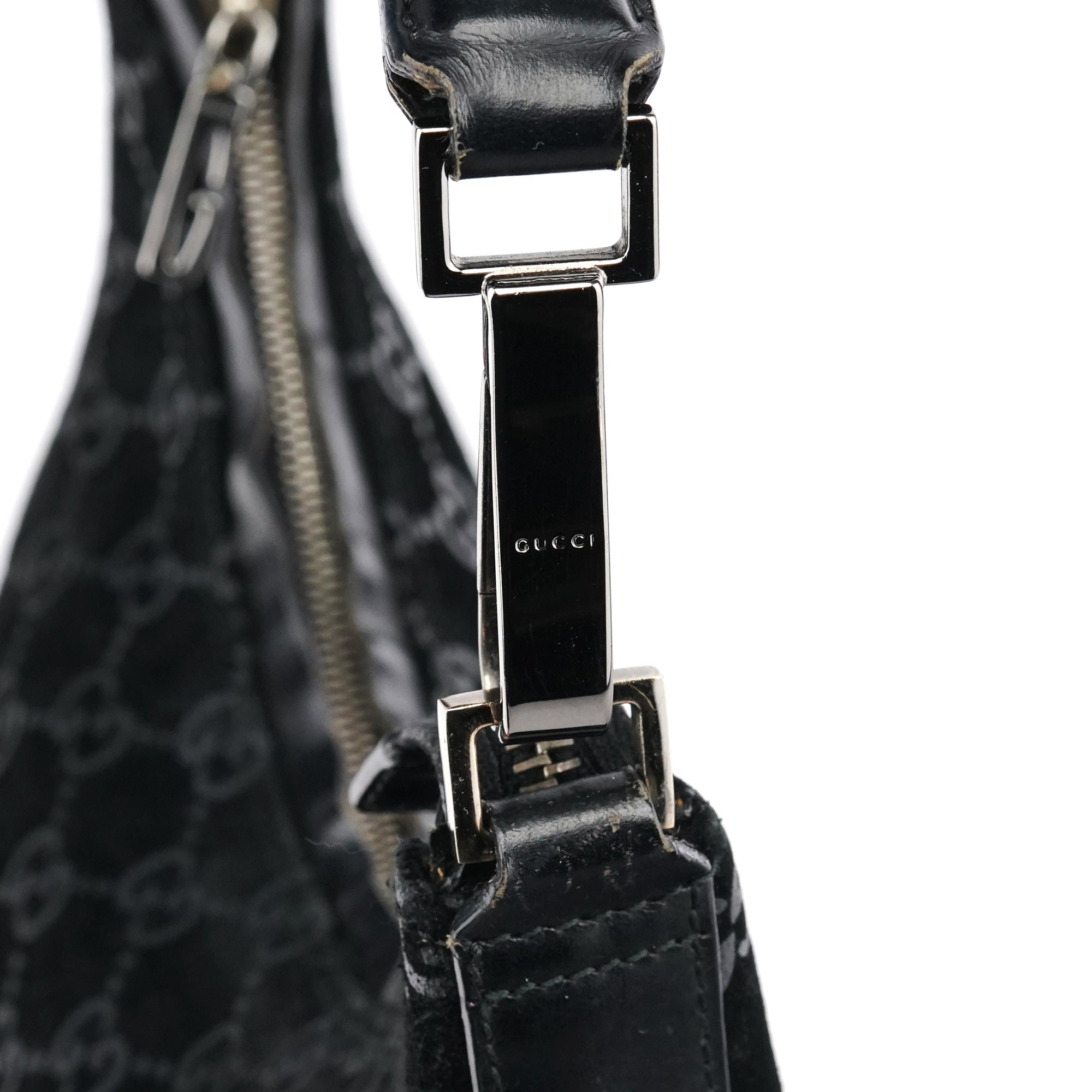 000 0602 Black GG Suede Shoulder Bag