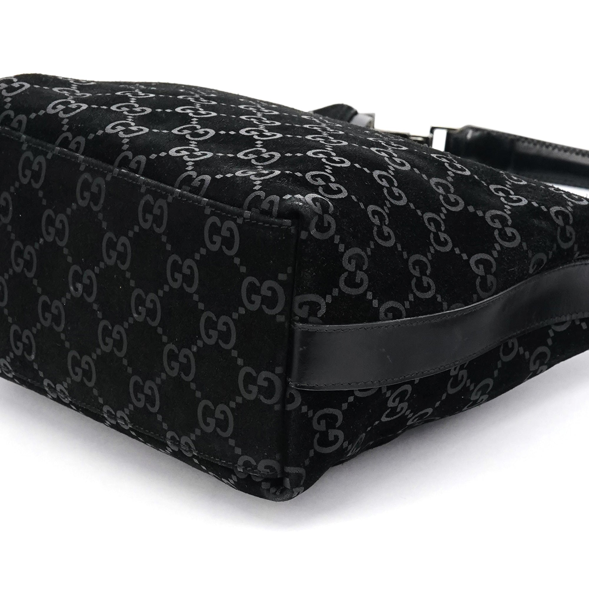 000 0602 Black GG Suede Shoulder Bag