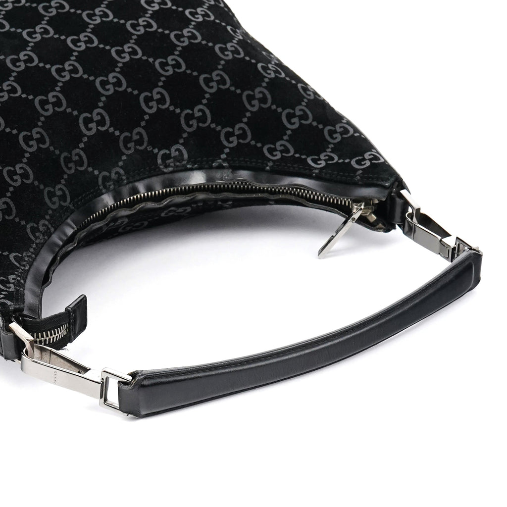 000 0602 Black GG Suede Shoulder Bag