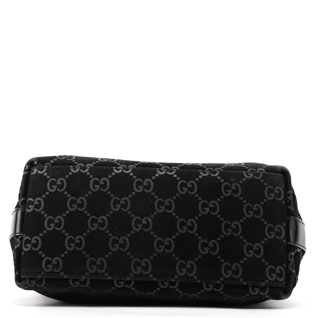 000 0602 Black GG Suede Shoulder Bag
