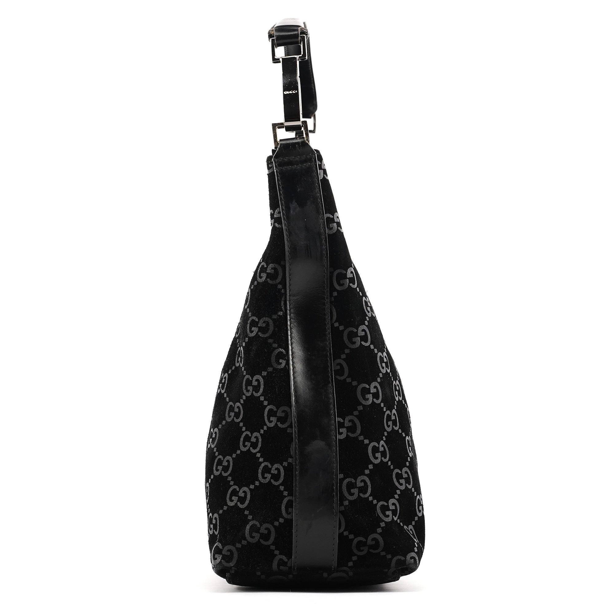 000 0602 Black GG Suede Shoulder Bag