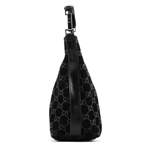 000 0602 Black GG Suede Shoulder Bag