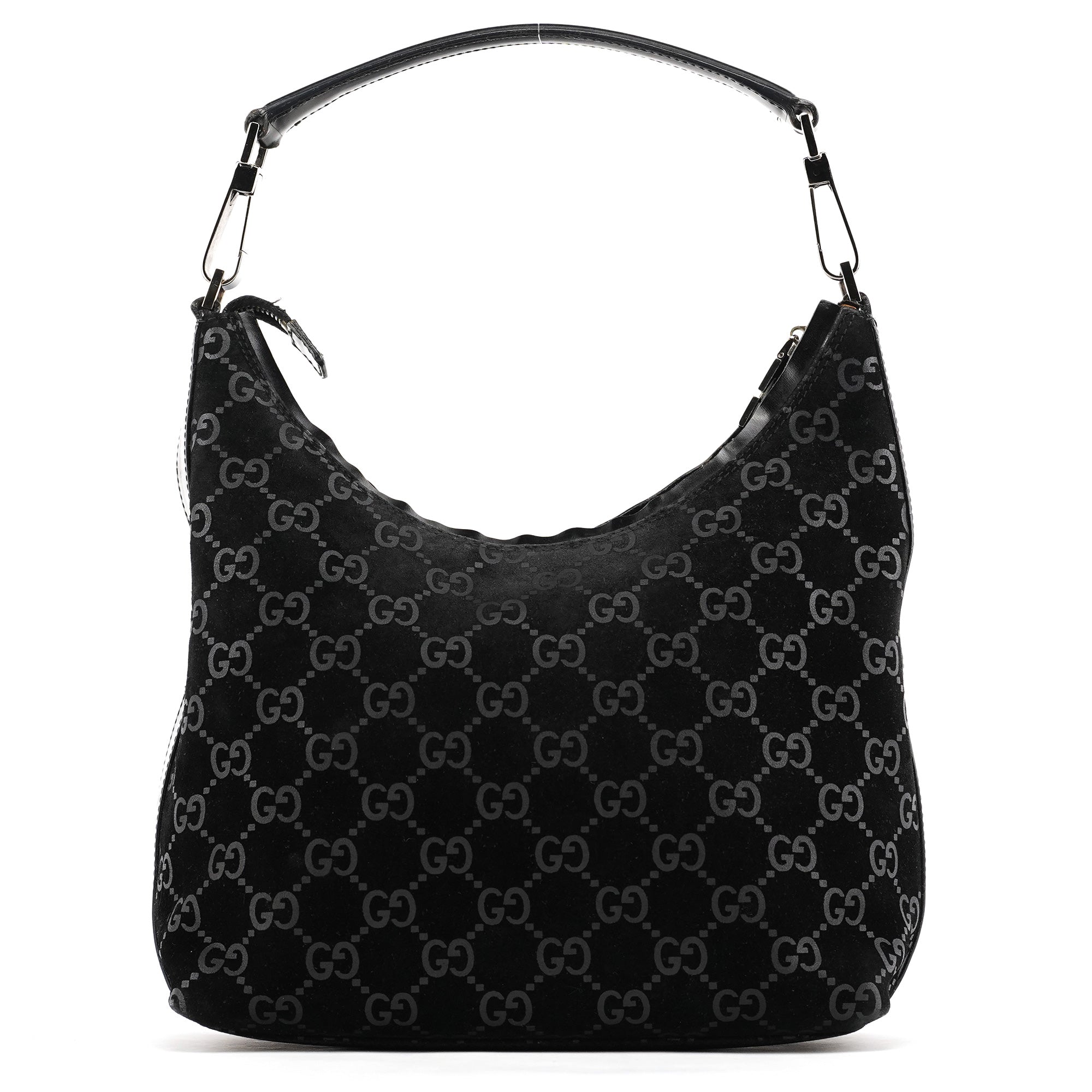 000 0602 Black GG Suede Shoulder Bag