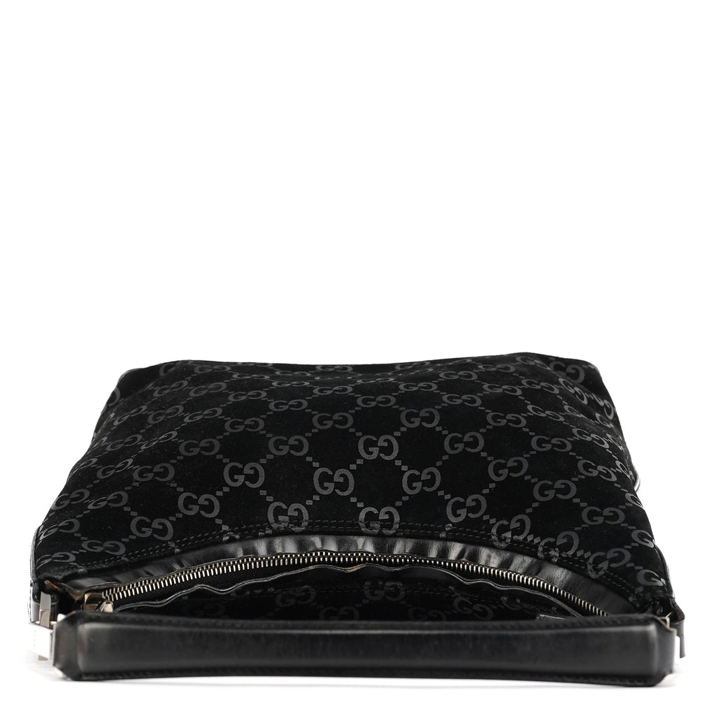 000 0602 Black GG Suede Shoulder Bag