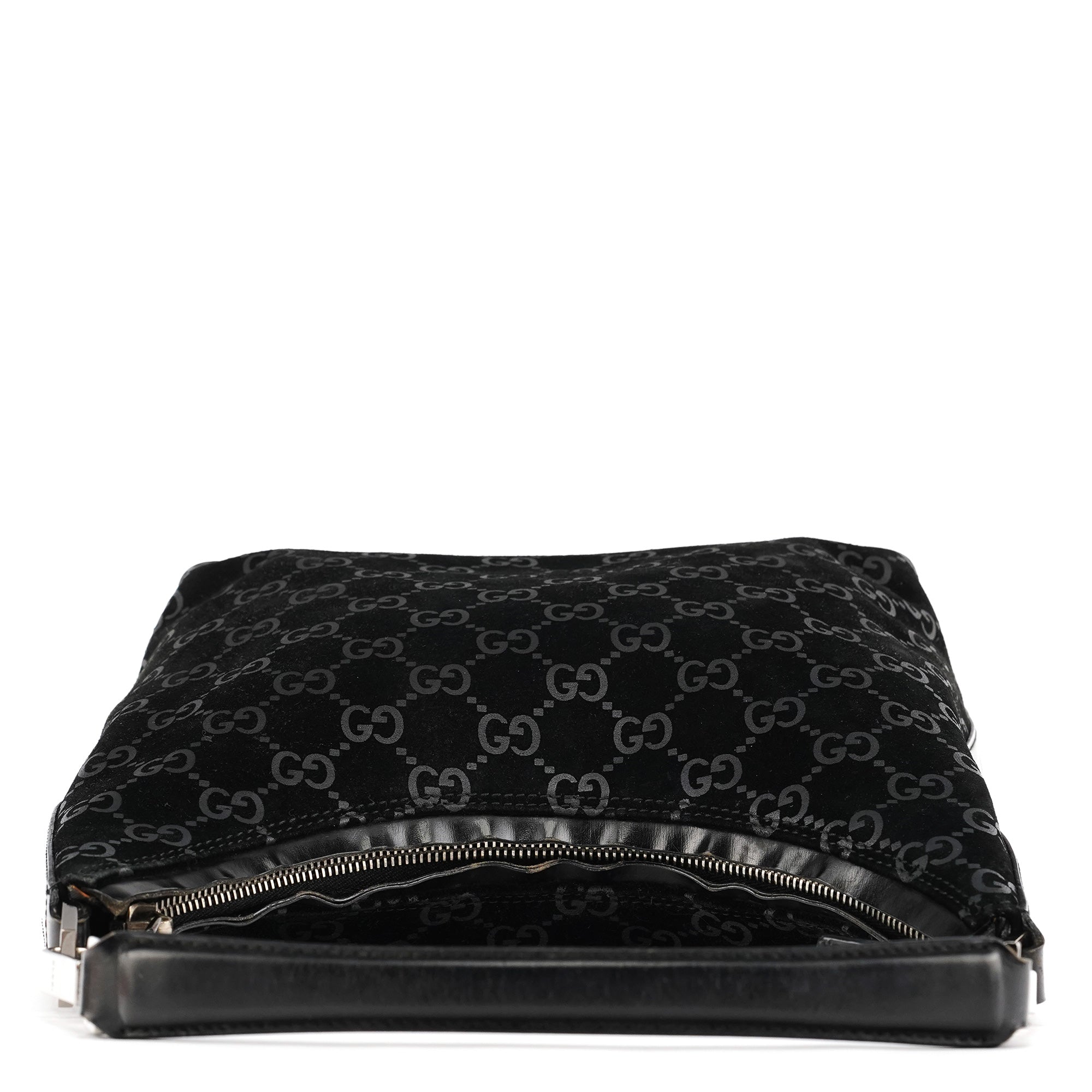 000 0602 Black GG Suede Shoulder Bag