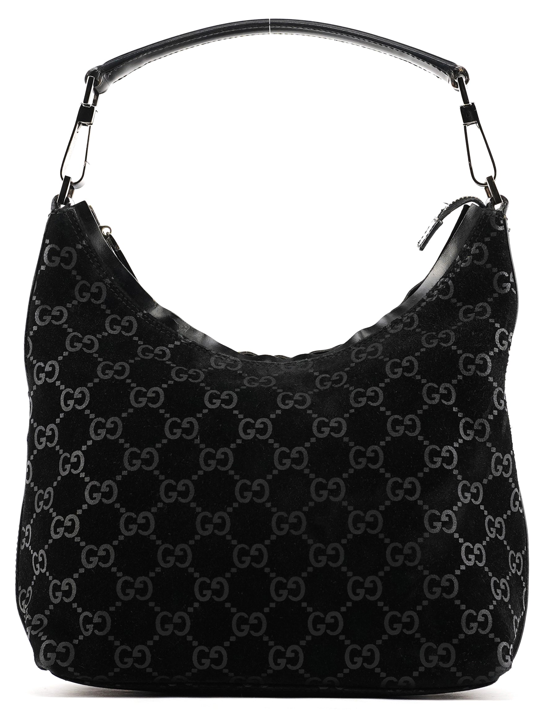 000 0602 Black GG Suede Shoulder Bag
