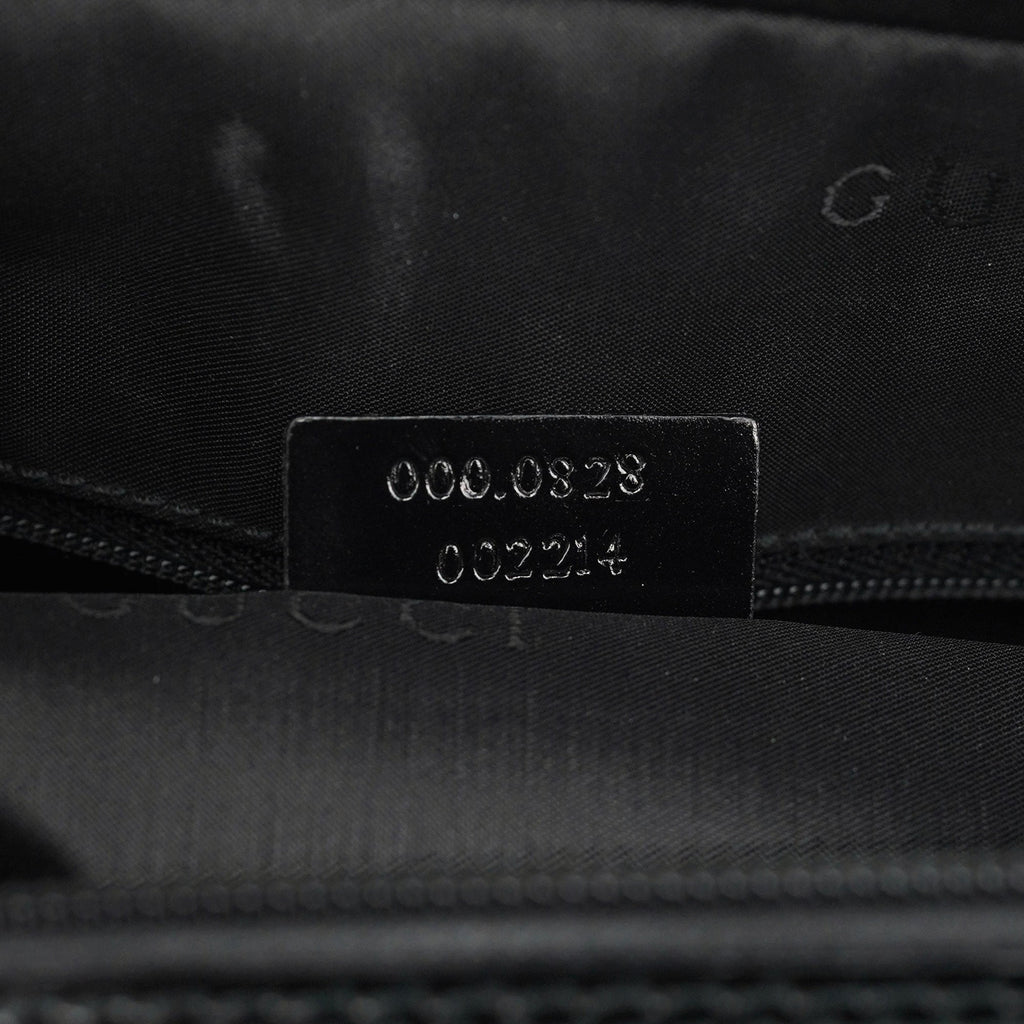 000 0828 Black Leather Bamboo 2-Way Tote Bag