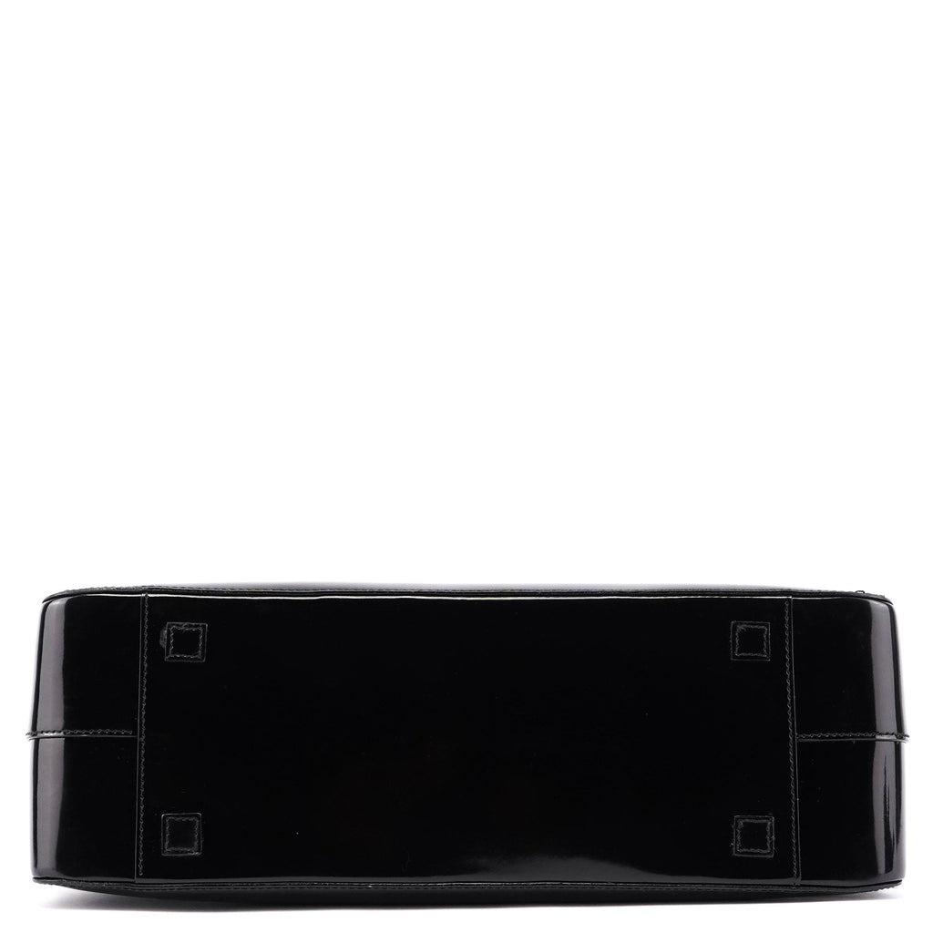 000 0829 Black Patent Leather Bamboo Tote