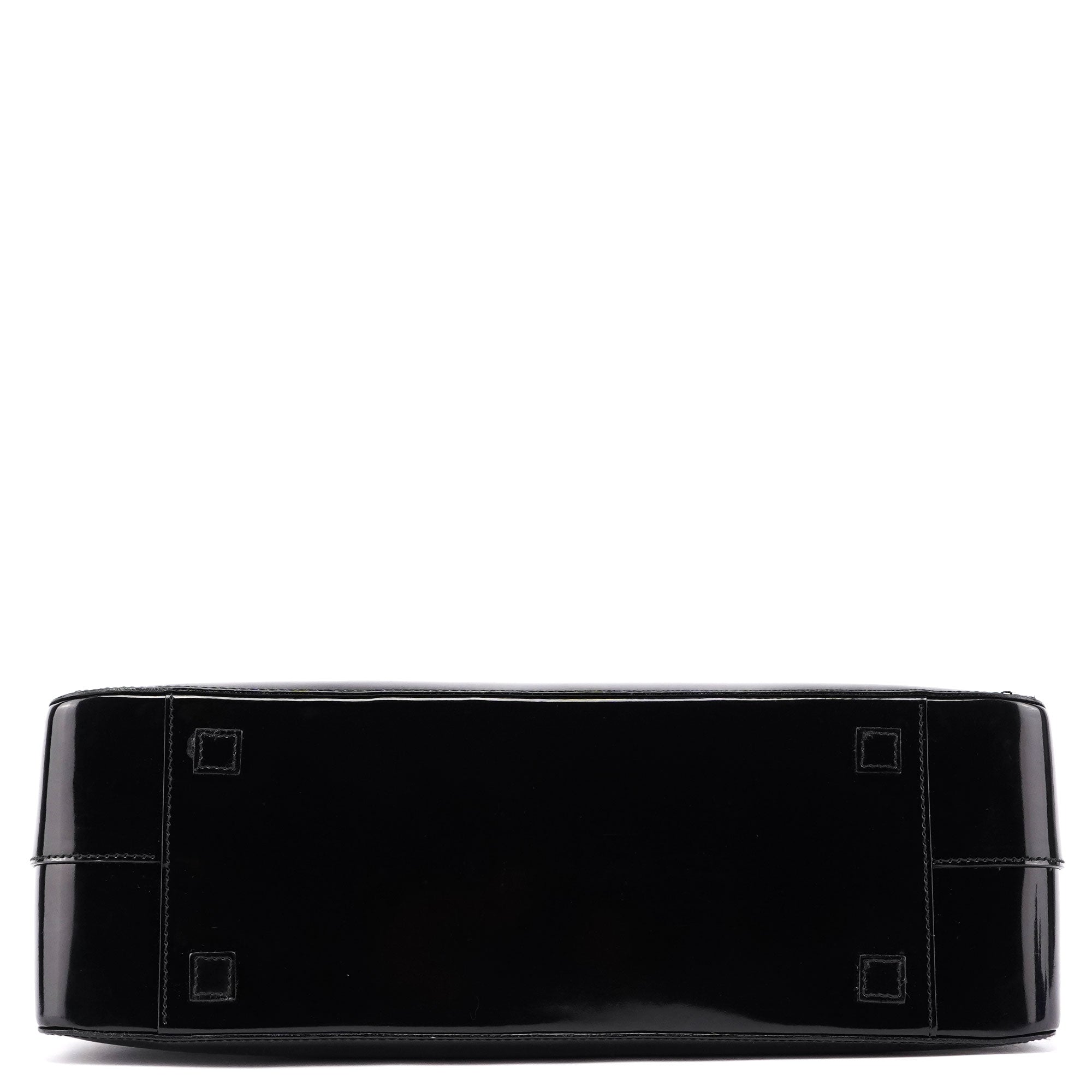 000 0829 Black Patent Leather Bamboo Tote