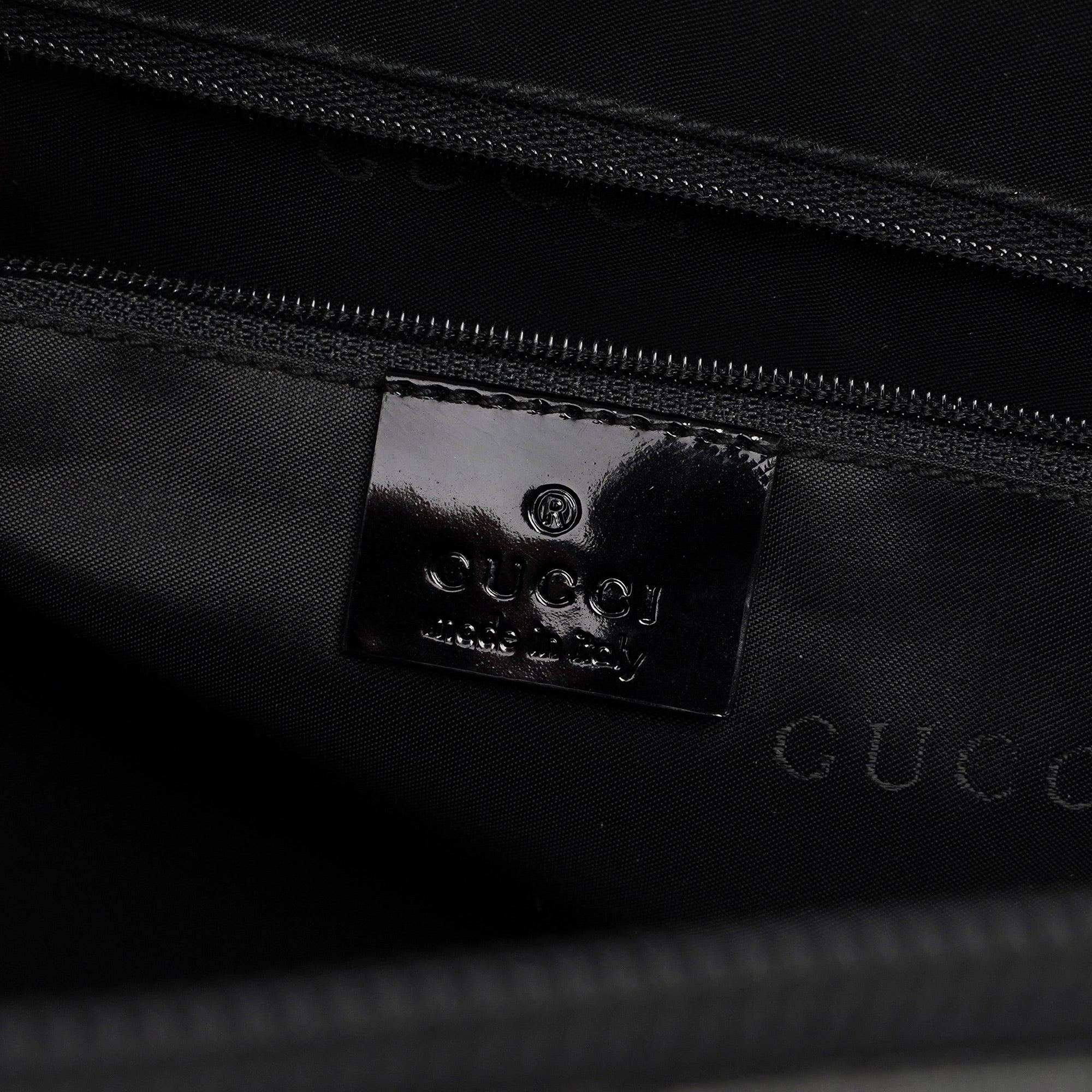 000 0829 Black Patent Leather Bamboo Tote