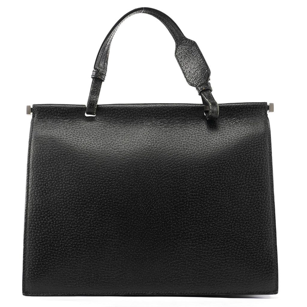 000 0832 Black Leather Top Handle Bag