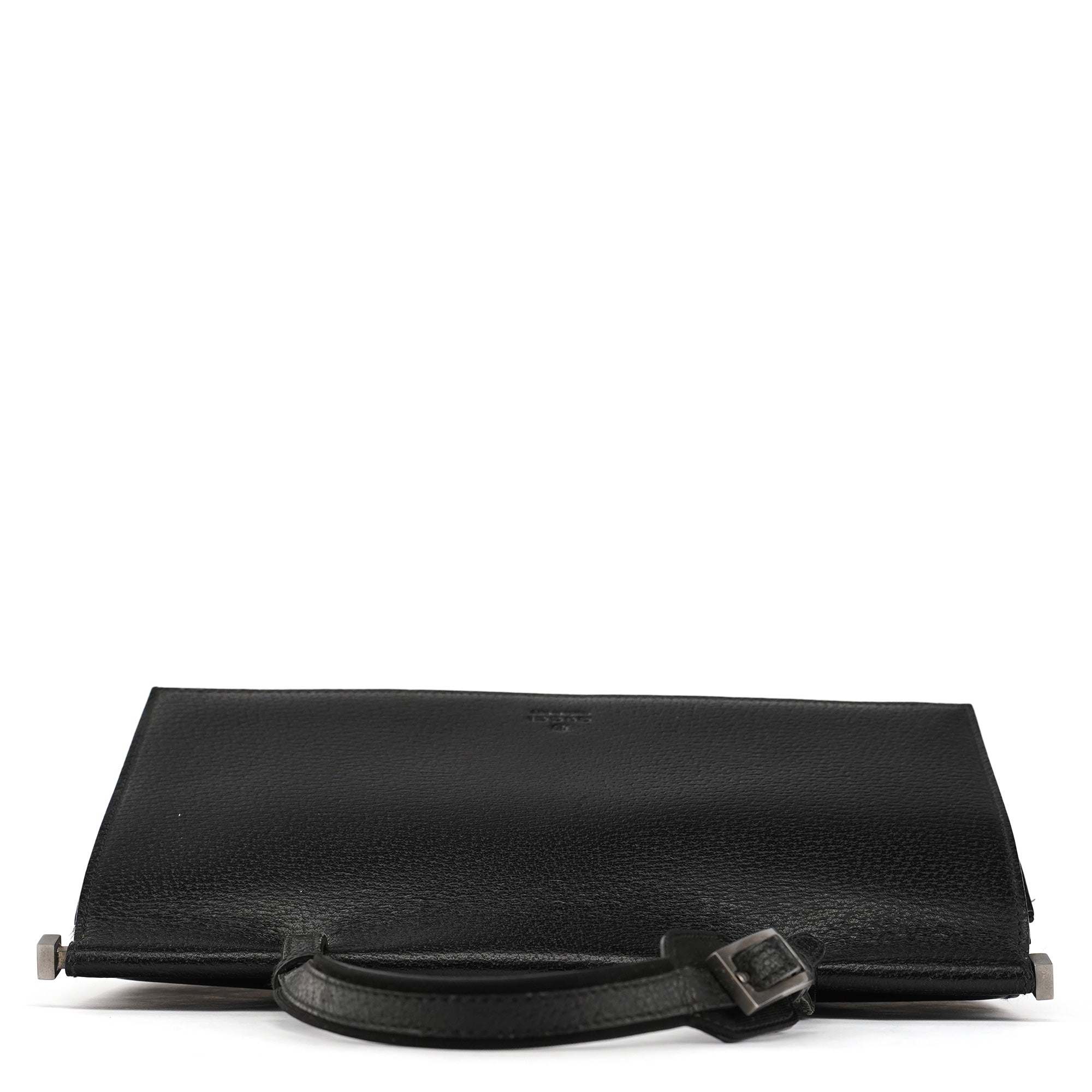 000 0832 Black Leather Top Handle Bag