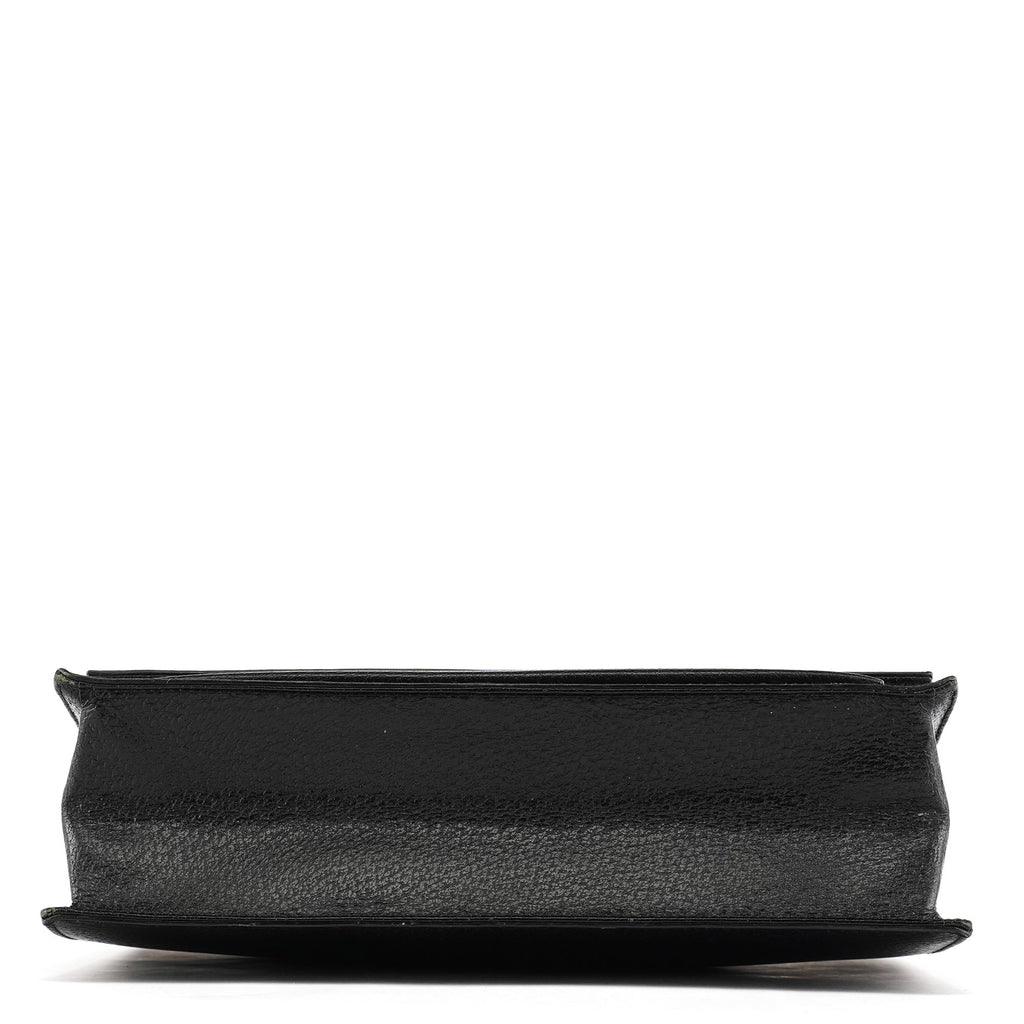 000 0832 Black Leather Top Handle Bag