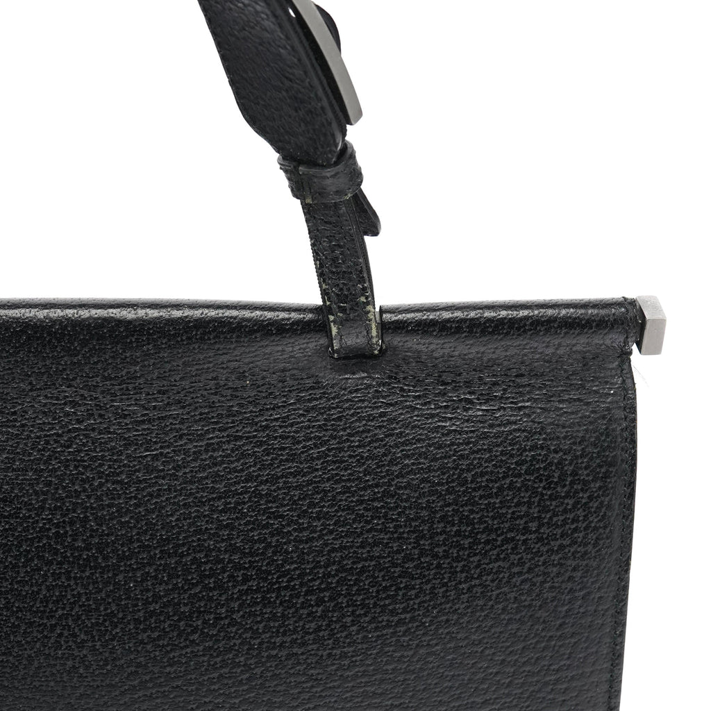 000 0832 Black Leather Top Handle Bag