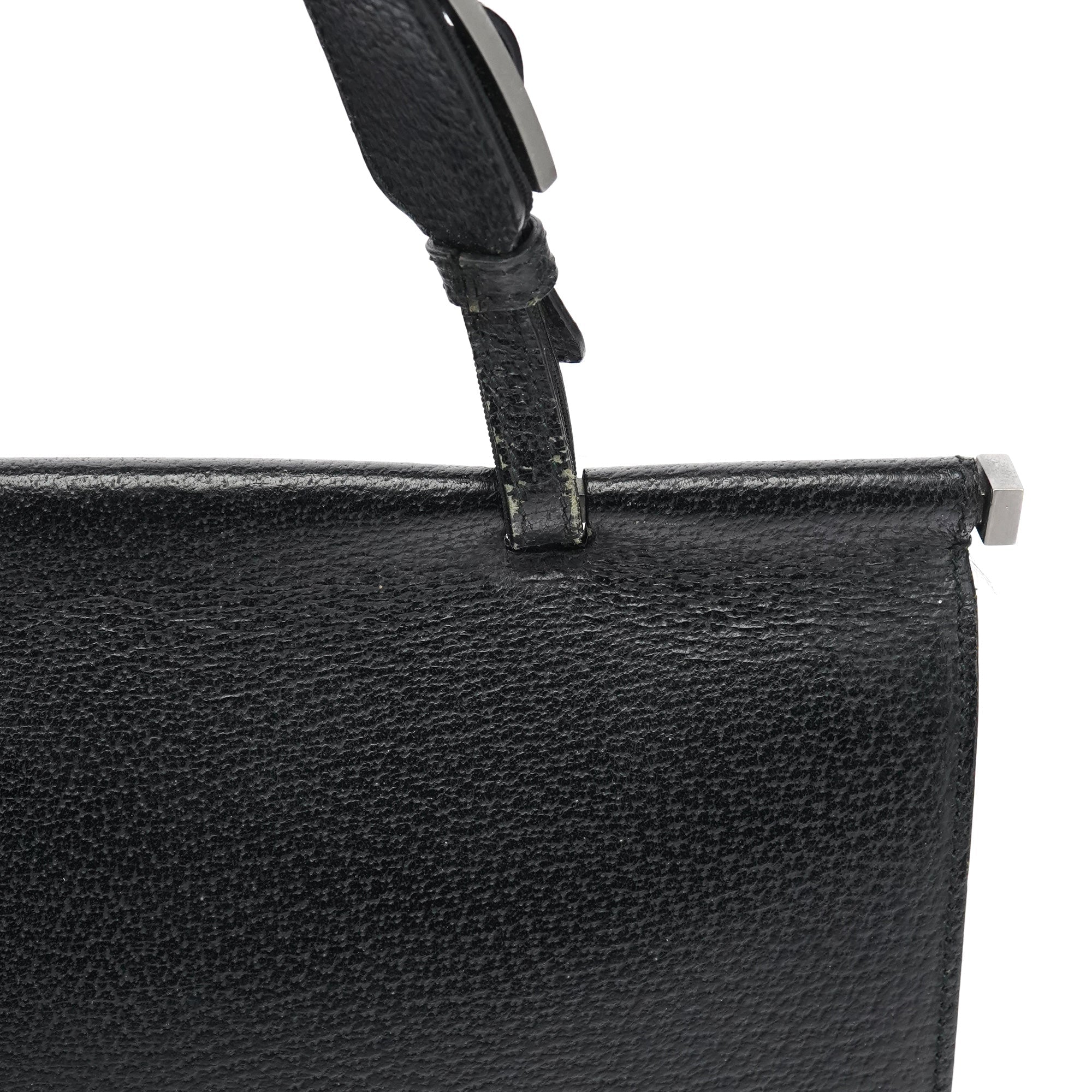 000 0832 Black Leather Top Handle Bag
