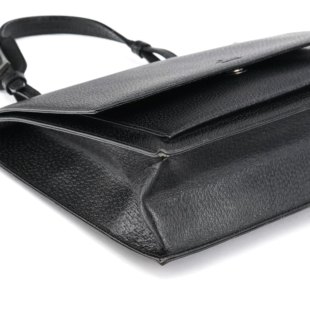 000 0832 Black Leather Top Handle Bag