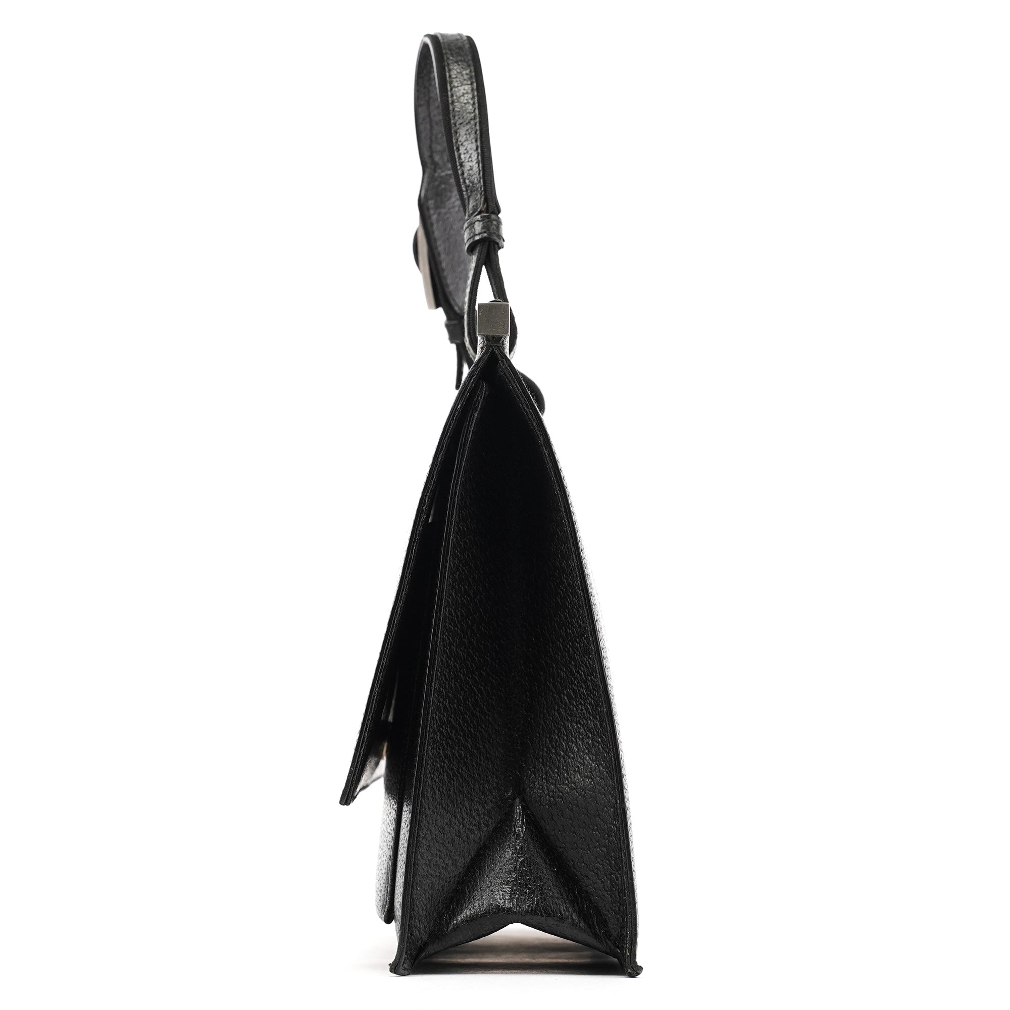 000 0832 Black Leather Top Handle Bag