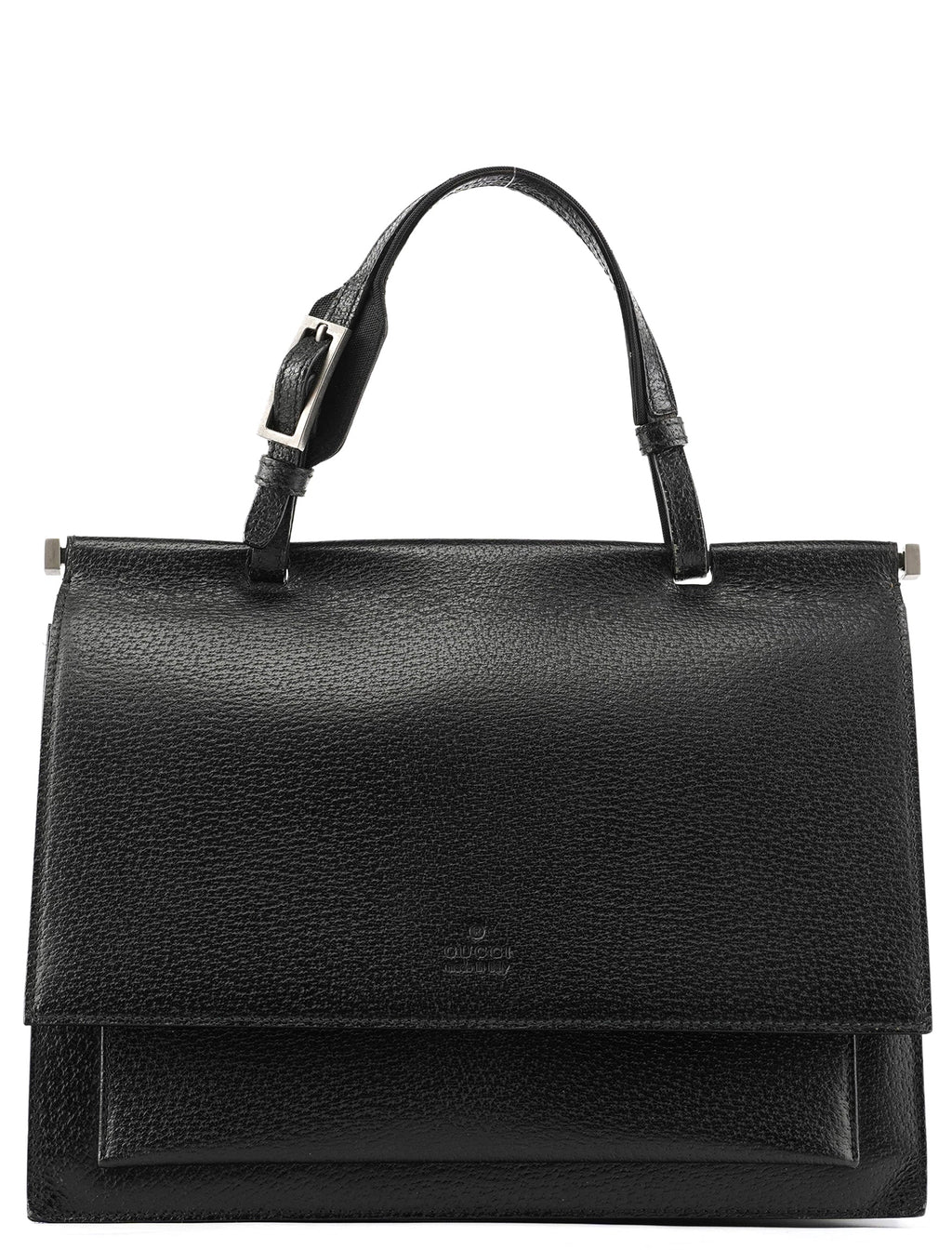 000 0832 Black Leather Top Handle Bag