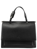 000 0832 Black Leather Top Handle Bag