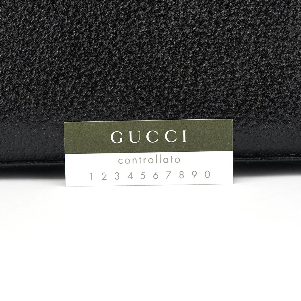 000 0837 Black Leather Bamboo 2-Way Bag