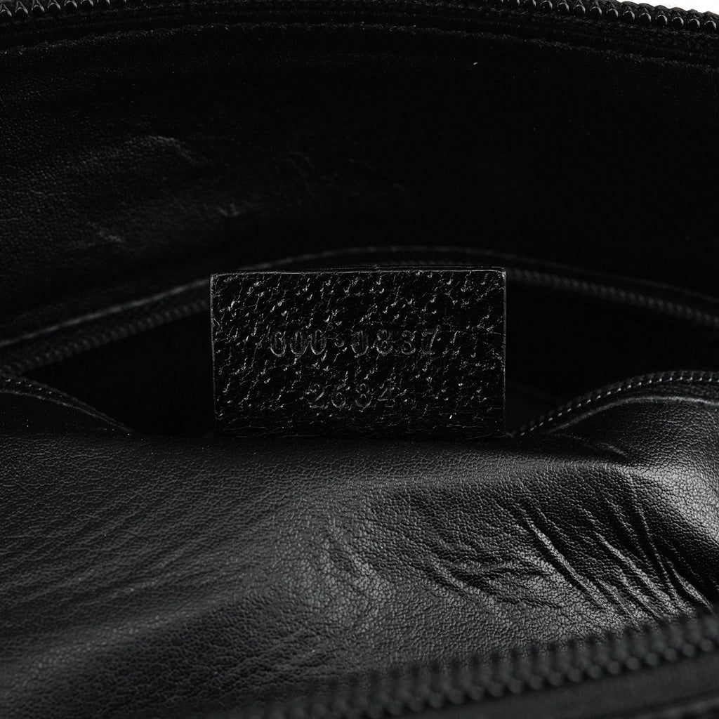 000 0837 Black Leather Bamboo 2-Way Bag