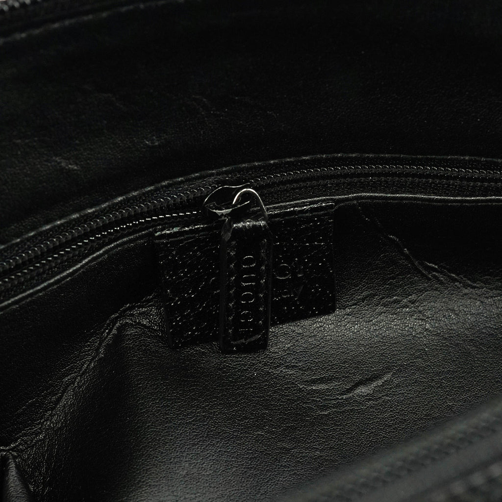000 0837 Black Leather Bamboo 2-Way Bag