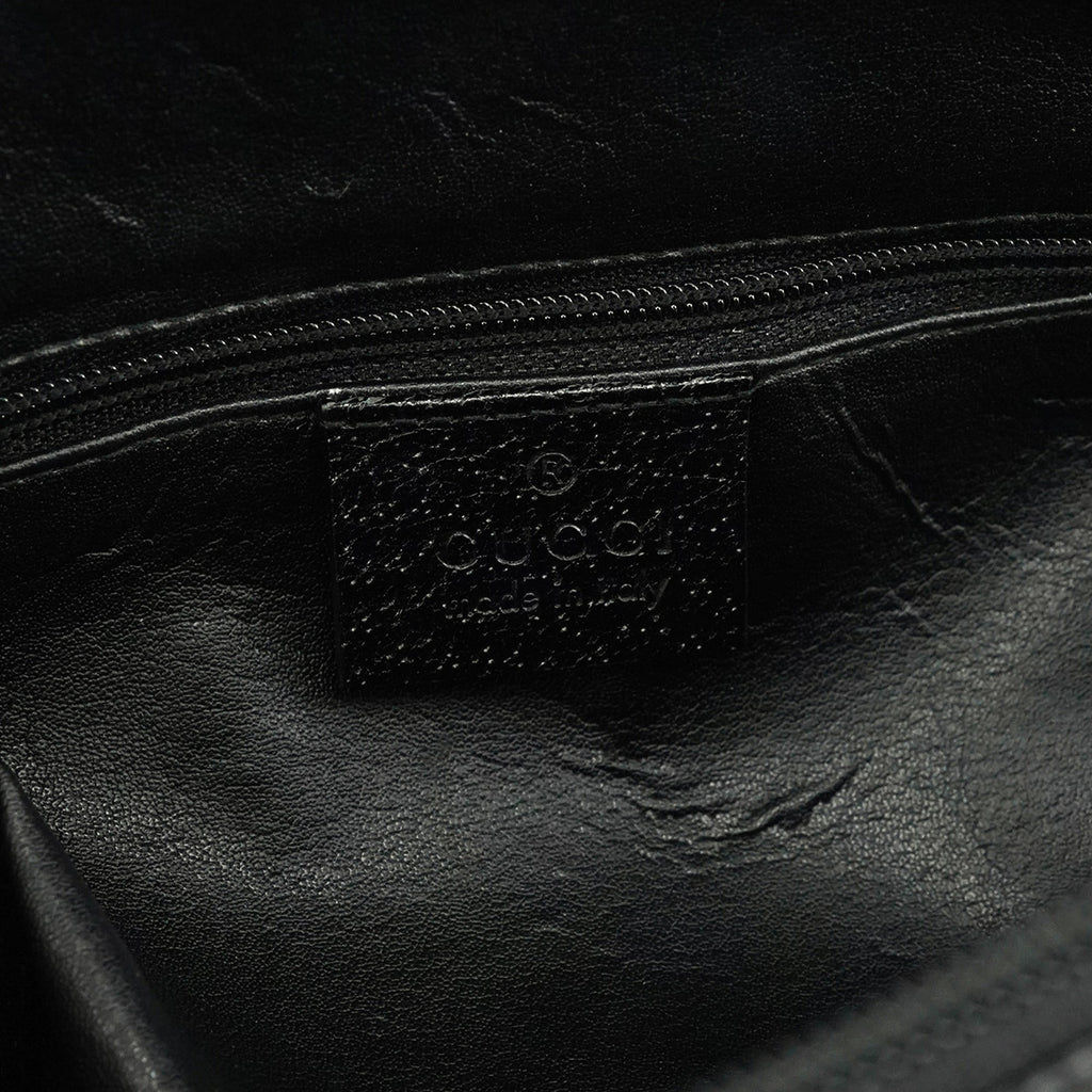 000 0837 Black Leather Bamboo 2-Way Bag