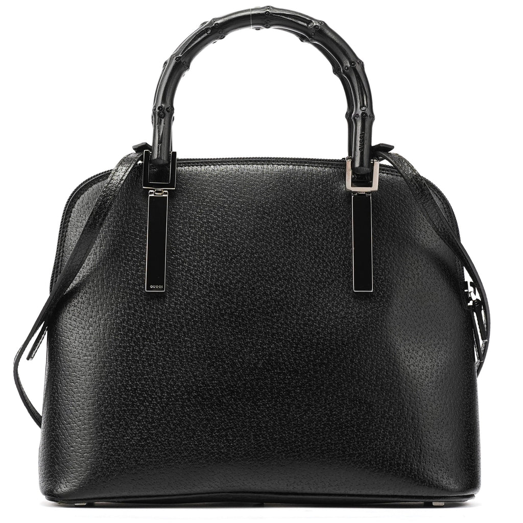 000 0837 Black Leather Bamboo 2-Way Bag