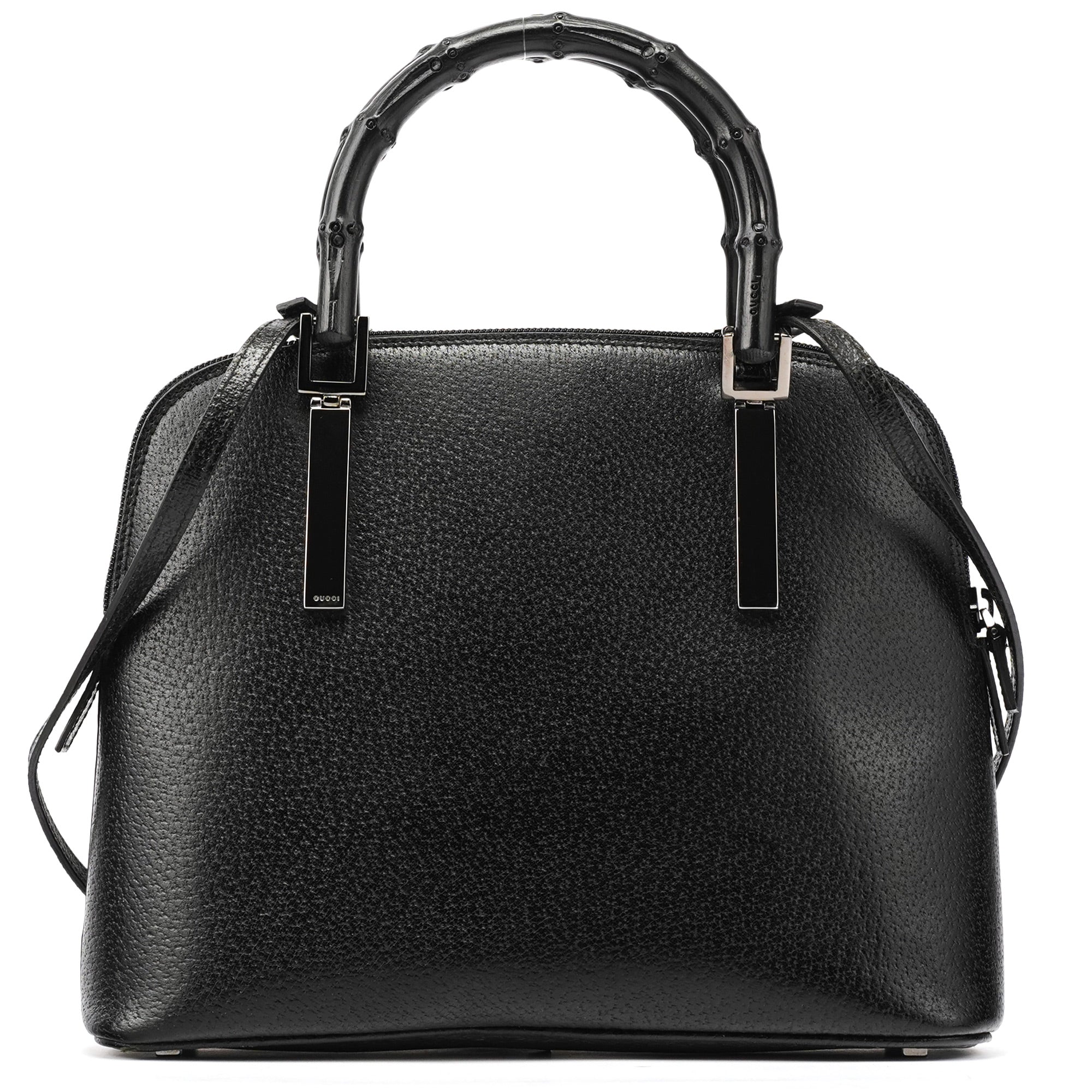 000 0837 Black Leather Bamboo 2-Way Bag