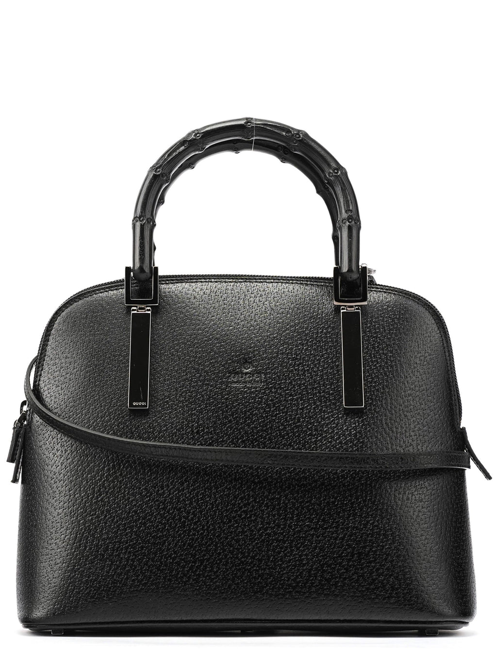 000 0837 Black Leather Bamboo 2-Way Bag