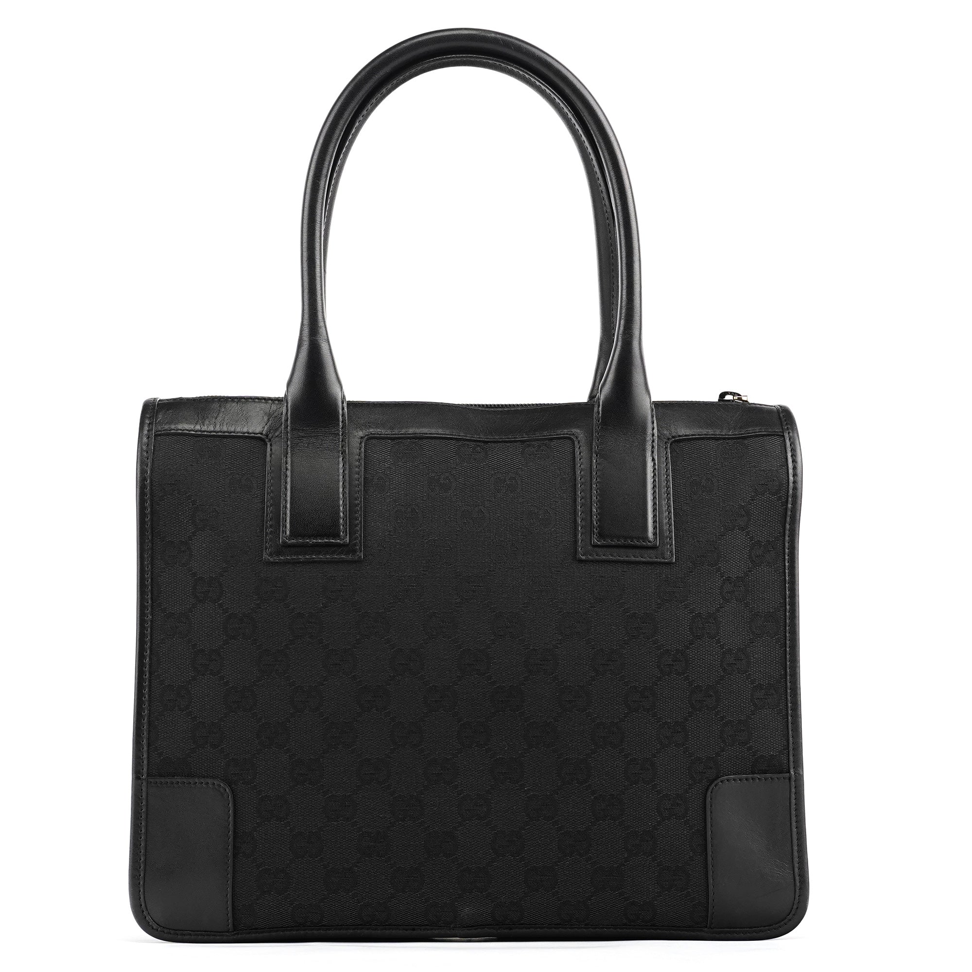 000 0855 Black GG Canvas Leather Tote Bag