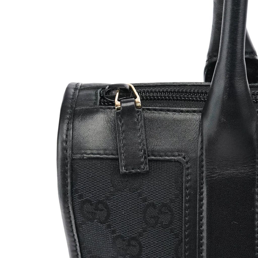 000 0855 Black GG Canvas Leather Tote Bag