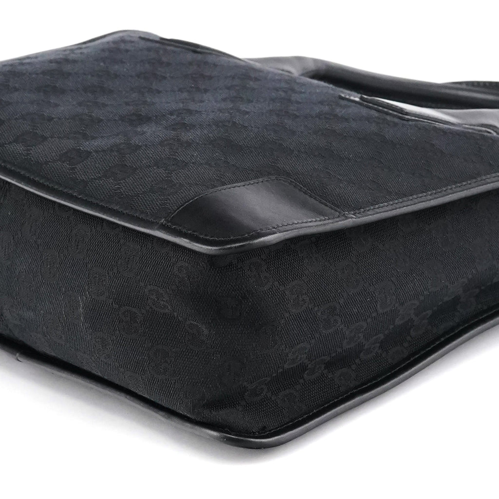000 0855 Black GG Canvas Leather Tote Bag