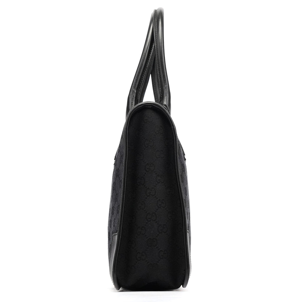 000 0855 Black GG Canvas Leather Tote Bag