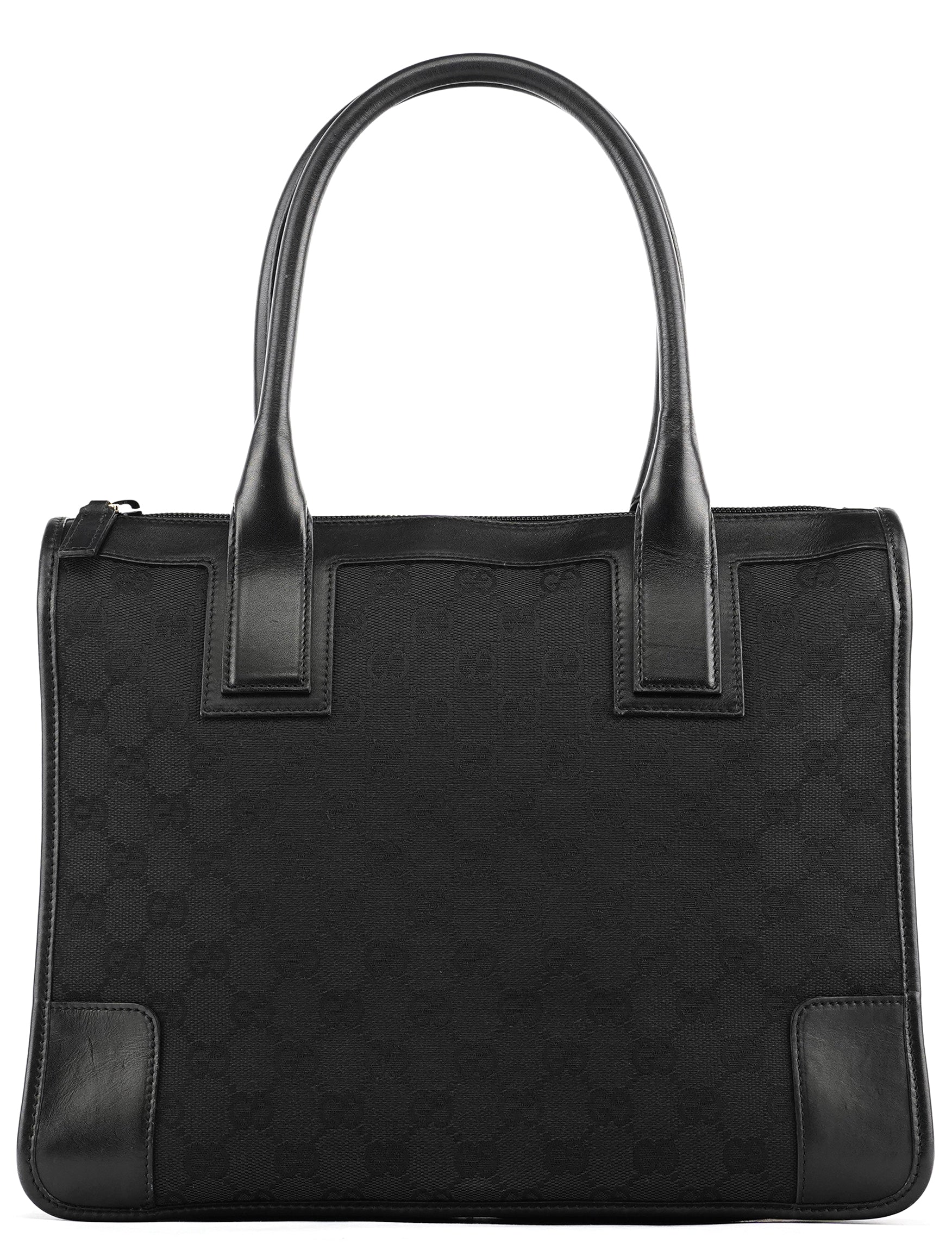 000 0855 Black GG Canvas Leather Tote Bag