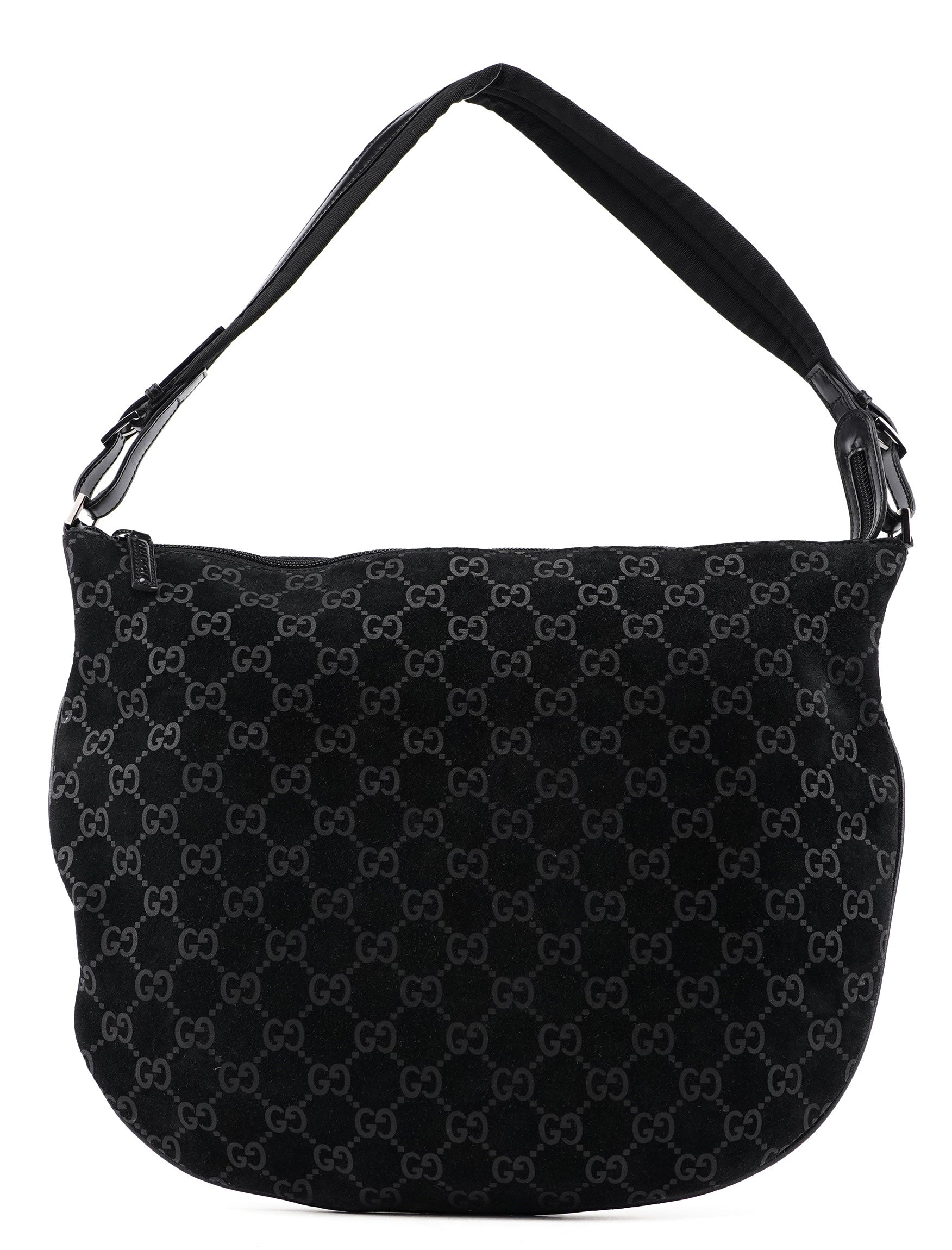 001 1206 Black Suede GG Shoulder Bag