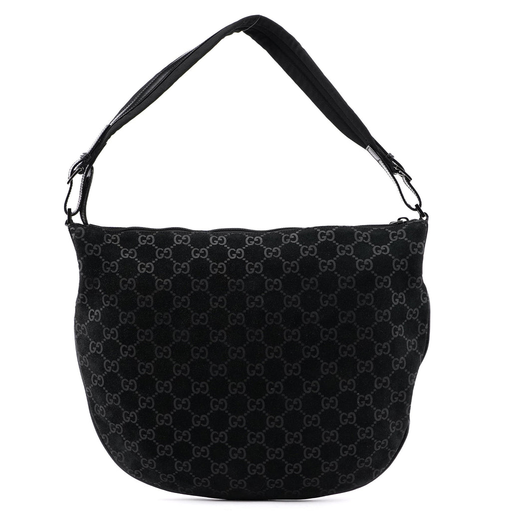 001 1206 Black Suede GG Shoulder Bag