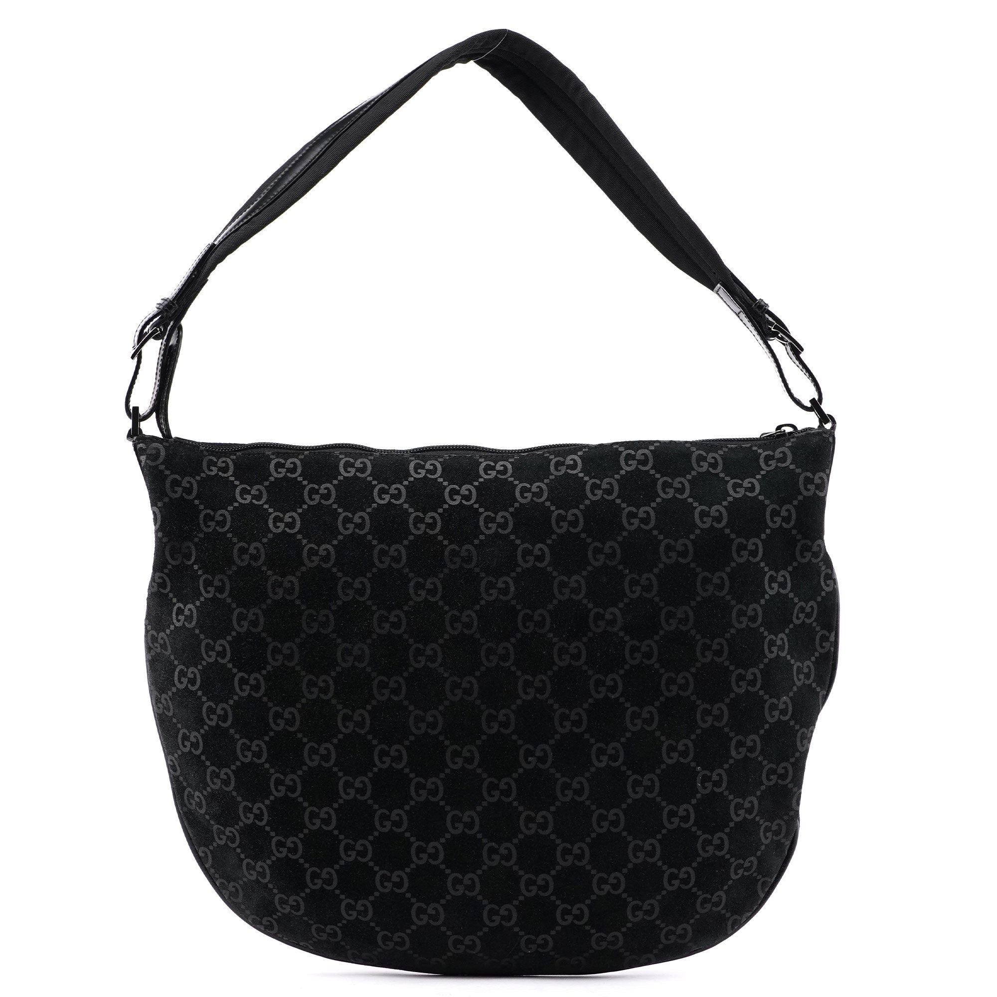 001 1206 Black Suede GG Shoulder Bag