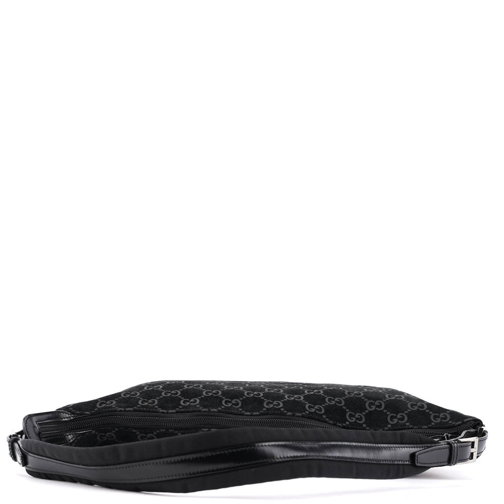 001 1206 Black Suede GG Shoulder Bag